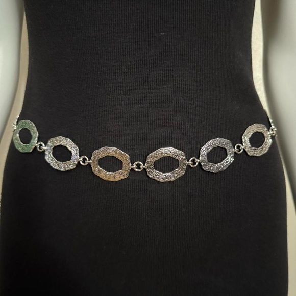 Accessories - Silver tone metallic skinny chain belt